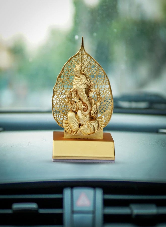 Saugat Traders Metal Ganesha Idol for Car Dashboard Home Decor Golden Ganesh Ji Statue Showpiece Diwali New Year Gift for Corporate Client, Friends, Employees Spiritual Good Luck Gift - Image 1